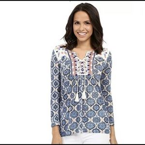 Lucky Brand Neon Peasant Top